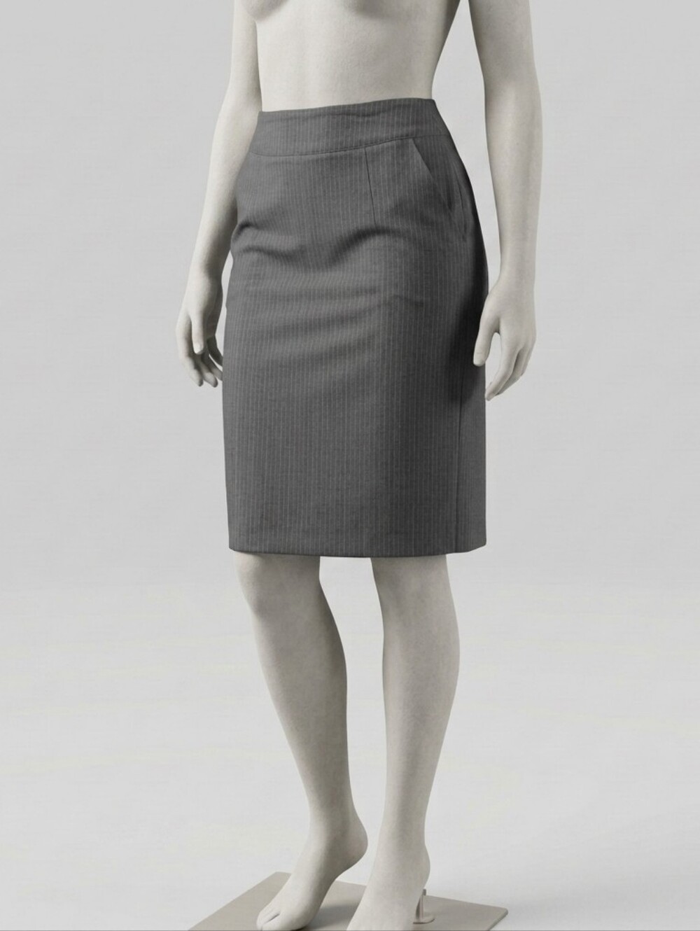 ​Reiss Size 4 Gianna Dark Gray Pinstripe Pencil Skirt